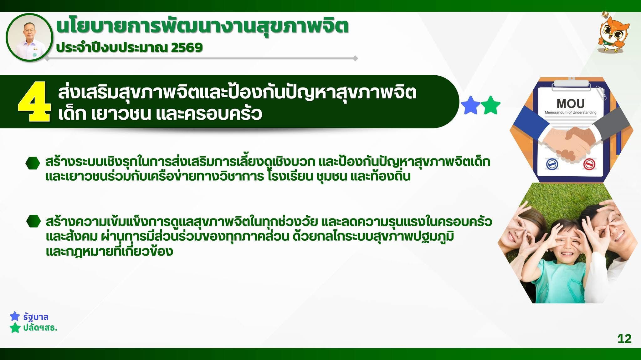 นโยบายกรมกรมสุขภาพจิต2569